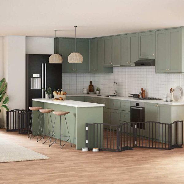 vidaXL Koiraportti kokoontaittuva 10 paneelia musta 800 cm poppelipuu