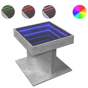 vidaXL Sohvap&ouml;yt&auml; LED-valoilla betoninharmaa 50x50x45 cm tekninen puu