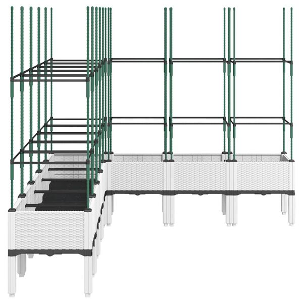 vidaXL Ulkokukkalaatikko s&auml;leik&ouml;ll&auml; valkoinen 200x160x142,5 cm PP