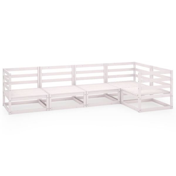 vidaXL 5-osainen Puutarhasohvasarja valkoinen t&auml;ysi m&auml;nty