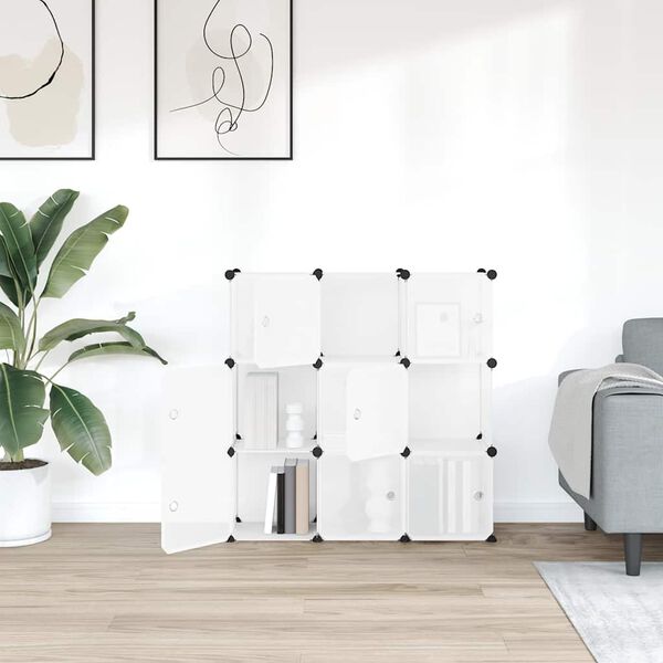 vidaXL S&auml;ilytyskuutioj&auml;rjest&auml;j&auml; 9 kuutiolla ja ovilla l&auml;pin&auml;kyv&auml; PP