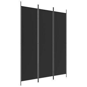 vidaXL 3-paneelinen Tilanjakaja musta 150x200 cm kangas