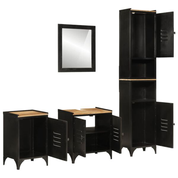 vidaXL 4-osainen Kylpyhuoneen kalustesarja rauta ja t&auml;ysi mangopuu