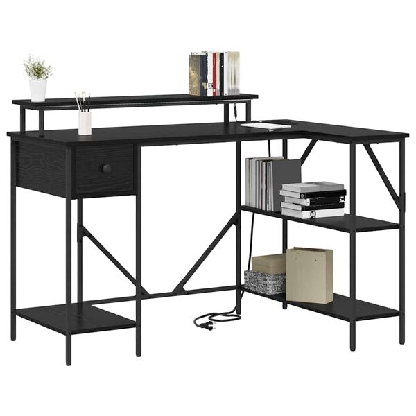 vidaXL P&ouml;yt&auml; hyllyll&auml; Musta tammi. 120 x 79 x 86,5 cm Tekninen puu