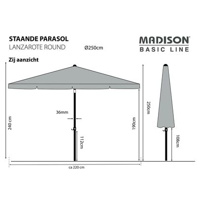 Madison Päivänvarjo Lanzarote 250 cm pyöreä merensininen