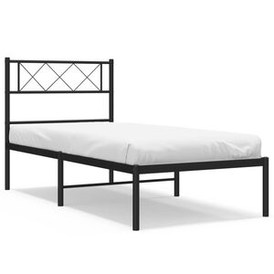 vidaXL Metallinen s&auml;ngynrunko p&auml;&auml;dyll&auml; musta 75x190 cm