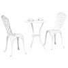 vidaXL Puutarhan Bistro Set 3 pcs Valkoinen Alumiini