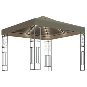 vidaXL Huvimaja LED-valonauhoilla 3x3 m ruskeanharmaa kangas