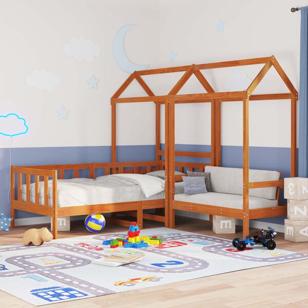 vidaXL P&auml;iv&auml;vuoteen setti 3 pcs Vaha ruskea Massiivinen m&auml;nty