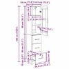 vidaXL Korkea kaappi Musta tammi. 34,5 x 34 x 180 cm Tekninen puu