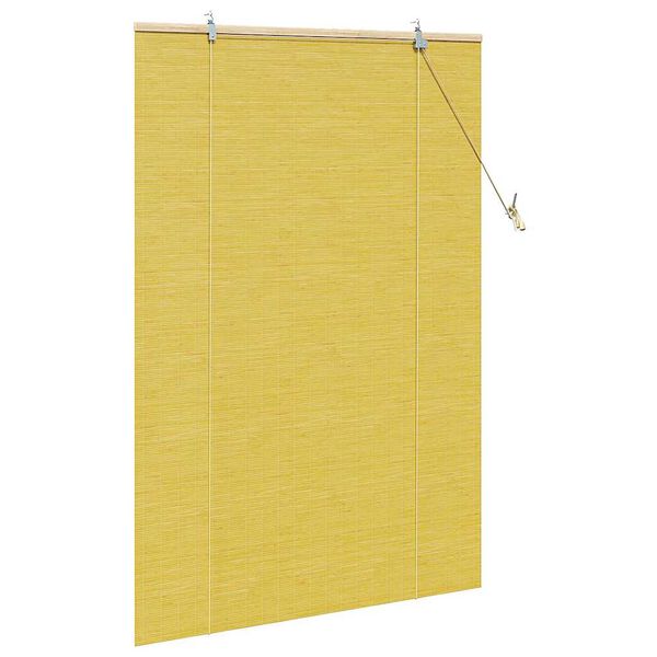 vidaXL Rullaverho verhoilla Keltainen 100 x 160 cm Bambu