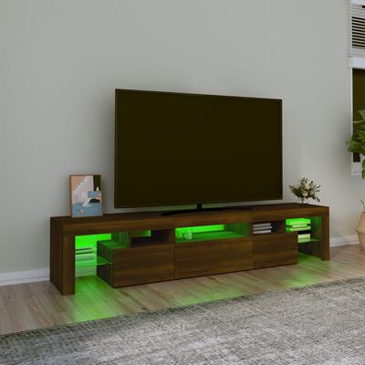 vidaXL TV-taso LED-valoilla ruskea tammi 200x36,5x40 cm