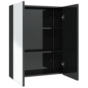 vidaXL LED kylpyhuoneen peilikaappi 60x15x75 cm MDF kiilt&auml;v&auml; musta