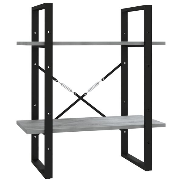 vidaXL 2-kerroksinen Kirjahylly harmaa Sonoma 60x30x70 cm tekninen puu