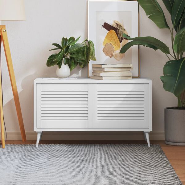 vidaXL Kaapin ovet sälemuotoilu 2 kpl valk. 39,5x49,4 cm täysi mänty