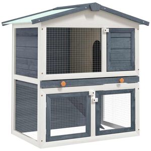 vidaXL Kanin ulkoh&auml;kki 3 ovea harmaa puu