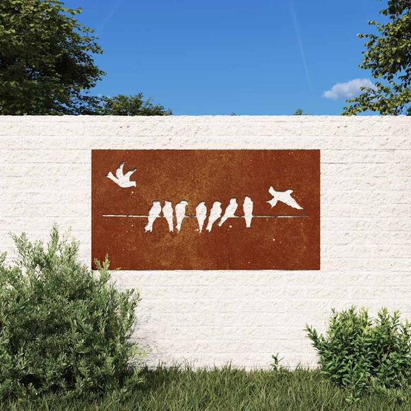 vidaXL Puutarhasein&auml;koriste 105x55 cm corten ter&auml;s lintukuvio