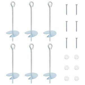 vidaXL Maakiinnike 6 pcs Hopea &Oslash;10 x 30 cm Galvanoitu Metalli