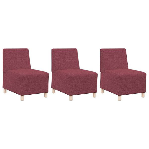 vidaXL Modulaarinen k&auml;sinojatonta sohva-yksikk&ouml; 3 pcs Viininpunainen
