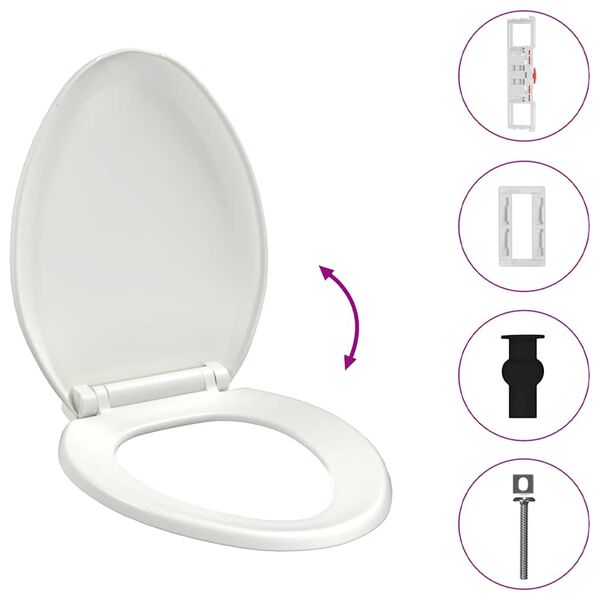 vidaXL Soft-close WC-istuin pikakiinnityksell&auml; valkoinen