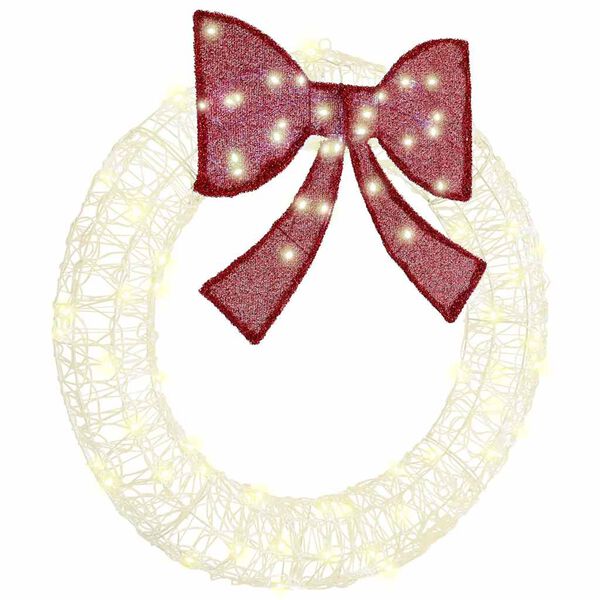 vidaXL Kranssi L&auml;mmin valkoinen 92 x 92 x 9,5 cm Akryyli