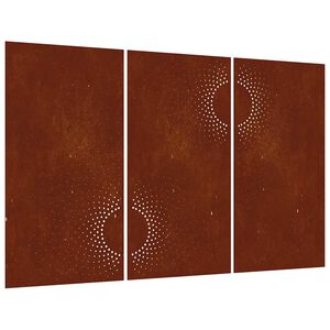 vidaXL Puutarhasein&auml;koristeet 3kpl 105x55 cm corten ter&auml;s aurinkokuvio