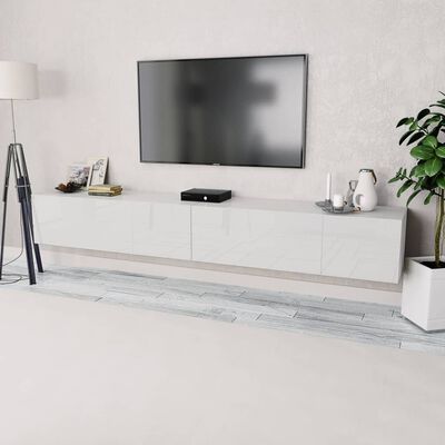 vidaXL TV-tasot 2 kpl tekninen puu 120x40x34 cm korkeakiilto valkoinen