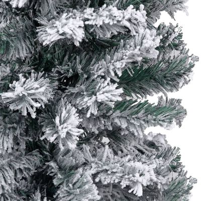 vidaXL Kapea joulukuusi pallot/lumihuurre esivalaistu vihr. 120 cm PVC