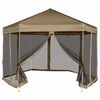 vidaXL Kuusikulmainen pop-up katos sivuseinill&auml; 3,6x3,1m Taupe 220g/m&sup2;