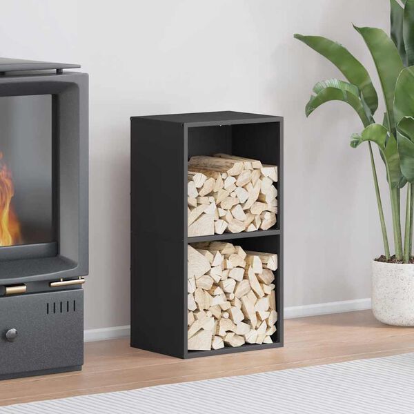 vidaXL Polttopuuteline musta 40x30x75 cm kylm&auml;valssattu ter&auml;s