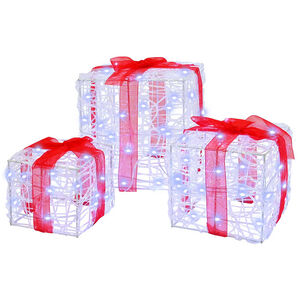 vidaXL Lahjakotelo 3 kpl Kylm&auml; valkoinen 20 x 20 x 20 cm Akryyli