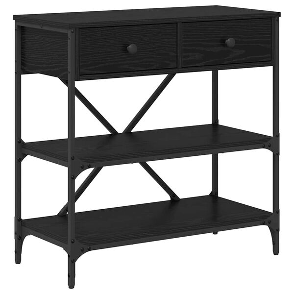 vidaXL Konsolip&ouml;yt&auml; hyllyll&auml; Musta tammi. 100 x 34,5 x 75 cm Puu
