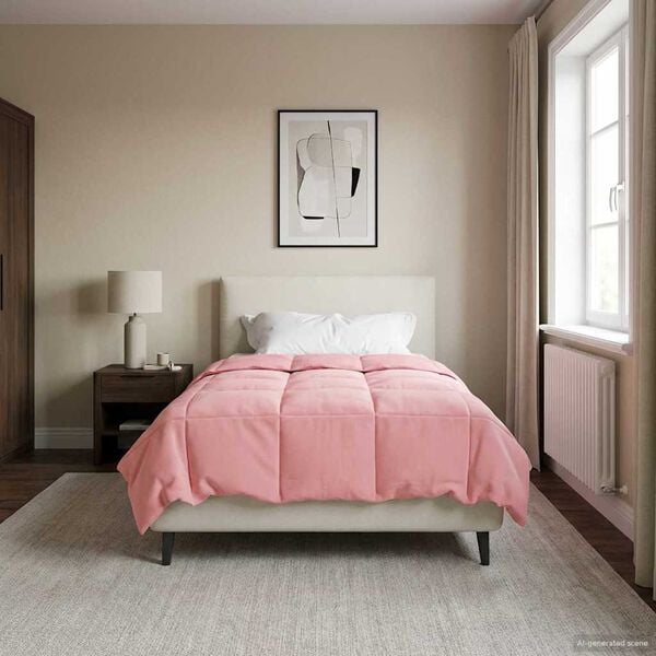 vidaXL Koko Vuoden Peitto Quiltottu Pinkki 140 x 220 cm Mikrokuitu