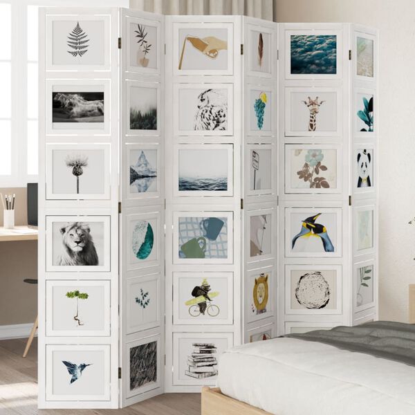 vidaXL 6-Paneelinen tilanjakaja valkoinen t&auml;ysi keisaripuu