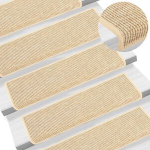 vidaXL Porrasmatot 15 kpl 65x21x4 cm vaaleanbeige suorakaiteen muotoinen reuna