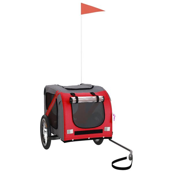 vidaXL Lemmikinkuljetusk&auml;rry polkupy&ouml;r&auml;&auml;n punaharmaa kangas ja rauta