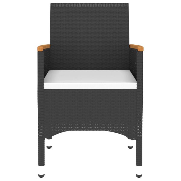 vidaXL 5-osainen Ulkoruokailuryhmä polyrottinki / karkaistu lasi musta