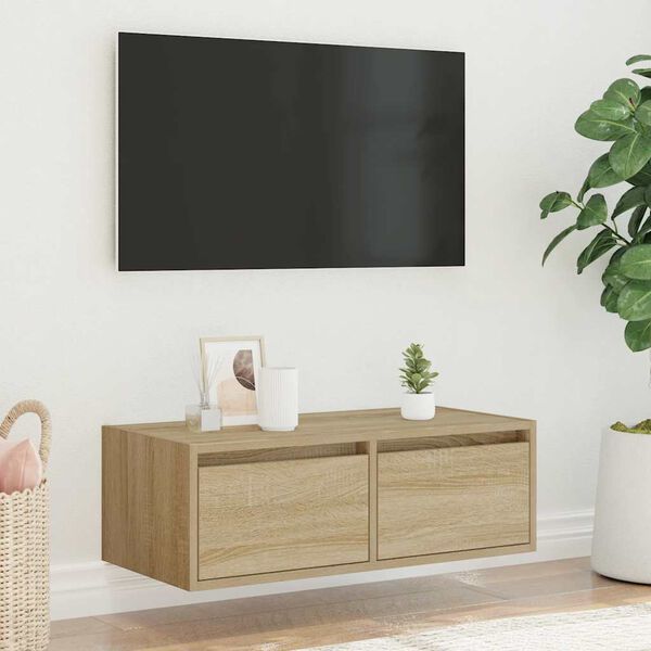 vidaXL TV-kaappi LED-valoilla sonoma tammi 75x35,5x25 cm