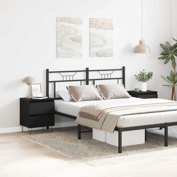 vidaXL Y&ouml;p&ouml;yt&auml;kaappi 2 pcs Musta tammi 40 x 35 x 50 cm Tekninen puu