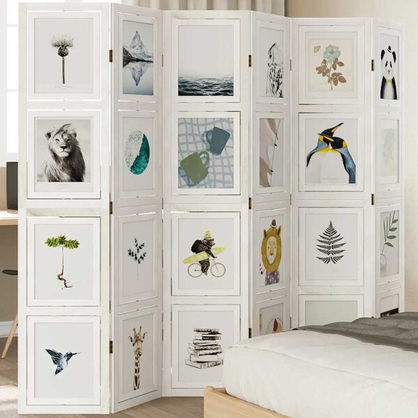 vidaXL 6-Paneelinen tilanjakaja valkoinen t&auml;ysi keisaripuu