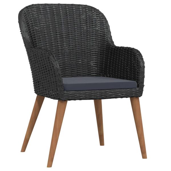 vidaXL 5-osainen Ulkoruokailuryhmä tyynyillä musta