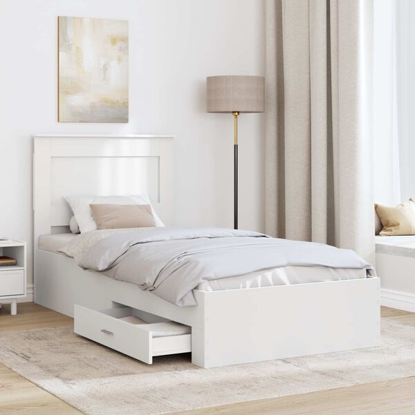 vidaXL S&auml;ngyn runko Valkoinen ja Hopea 2FT6 Small Single Tekninen puu