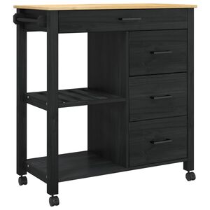 vidaXL Keitti&ouml;vaunu MONZA Musta 84 x 40 x 88,5 cm Massiivinen m&auml;nty