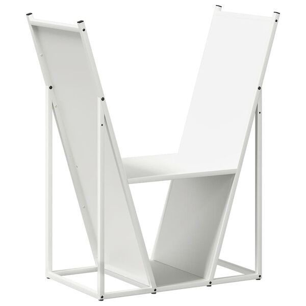 vidaXL Polttopuuteline valkoinen 69,5x35x81 cm kylm&auml;valssattu ter&auml;s