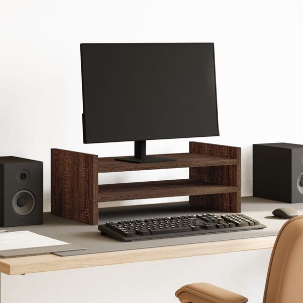 vidaXL Näyttöteline ruskea tammi 50x27x20 cm tekninen puu