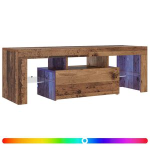 vidaXL TV-kaappi LED-valoilla vanha puu 120x36,5x40 cm teknillinen puu