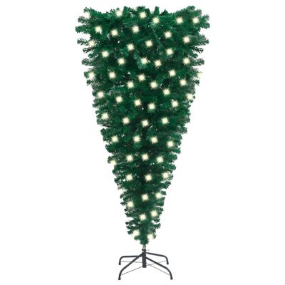 vidaXL Tekojoulukuusi ylösalaisin esivalaistu vihreä 120 cm PVC