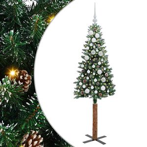 vidaXL Kapea joulupuu Vihre&auml; 150 cm PVC ja massiivipet&auml;j&auml;