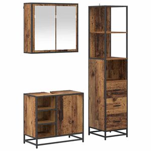 vidaXL Kylpyhuonekalustesetti 3 kpl Vanha Puu 65 x 33 x 60 cm