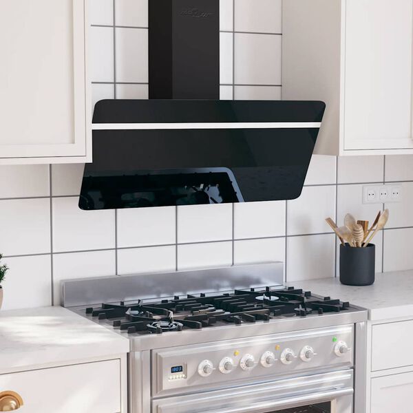 vidaXL Liesituuletin 90 cm ter&auml;s ja karkaistu lasi musta